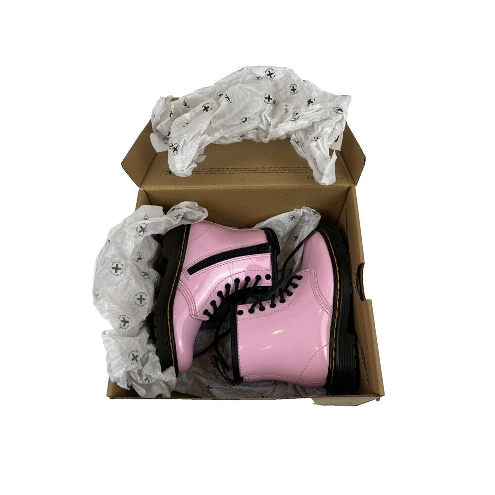 Dr. Martens Boots Toddler Girls Sz 8 1460T AirWair Pink Leather Lace/Zip in Box